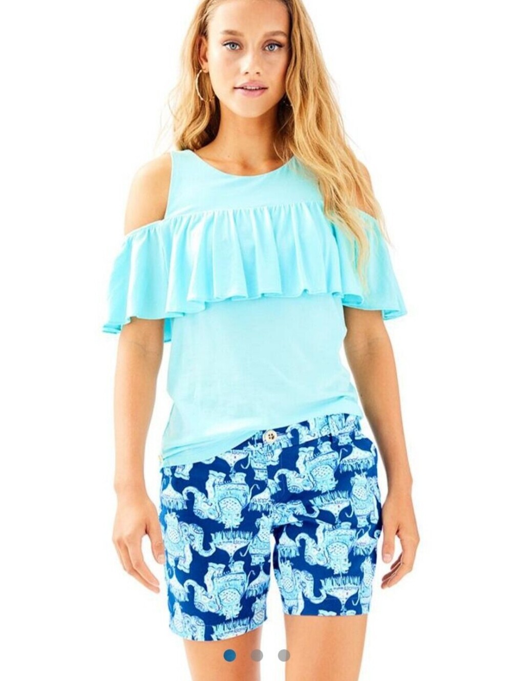 Lilly Pulitzer 7 Inch Jayne Stretch Short size 6 Blue/Turquese size 6 waist 17"